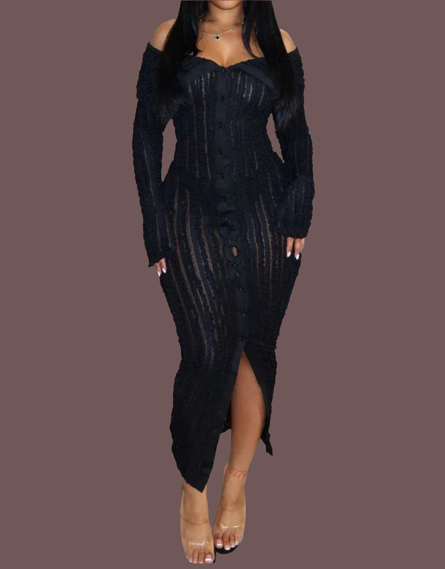 Robe Beypren élégante et séduisante pour femme - Cette robe mi-longue plissée incarne le chic et la sophistication. Avec ses épaules dénudées et sa silhouette transparente et ajustée, elle épouse parfaitement vos formes tout en ajoutant une touche de myst