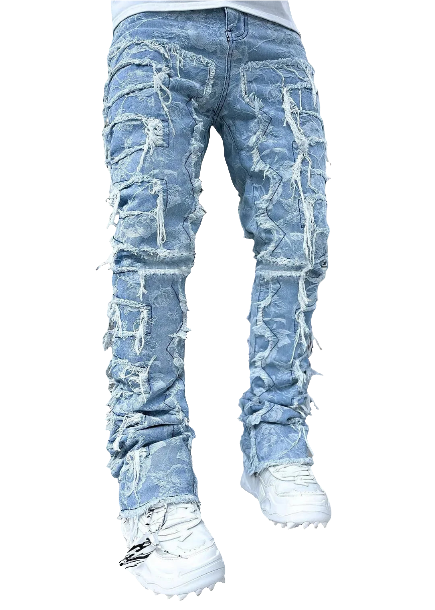 Jean extensible à la mode pour hommes - Redéfinissez votre style avec ce jean empilé et tendance. Conçu pour le confort et l’élégance, il présente une taille élastique qui assure un ajustement parfait. La coupe droite classique est rehaussée par un design